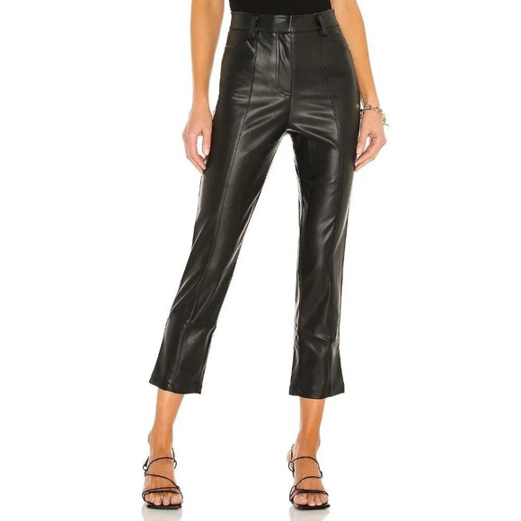 LBLC The Label Jen Vegan Leather Trouser in Black Medium New Pants - Picture 1 of 16
